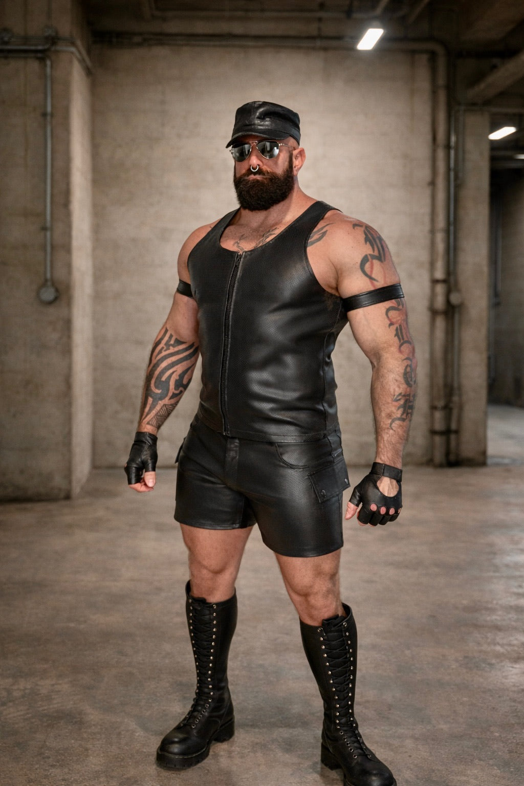 Perforated Leather Vest - Front Zip